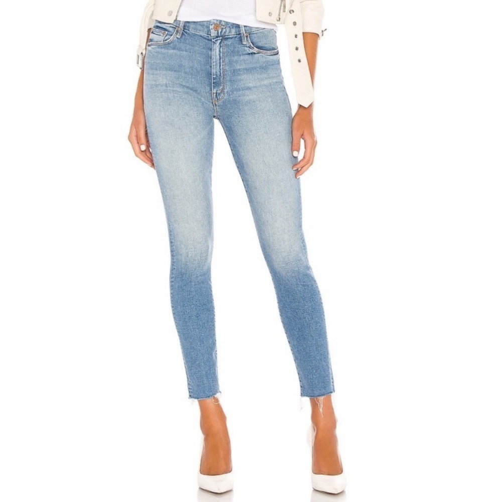 Mother Jeans 26 High Waisted Looker Ankle Fray Shoot To Thrill Skinny 1411-470